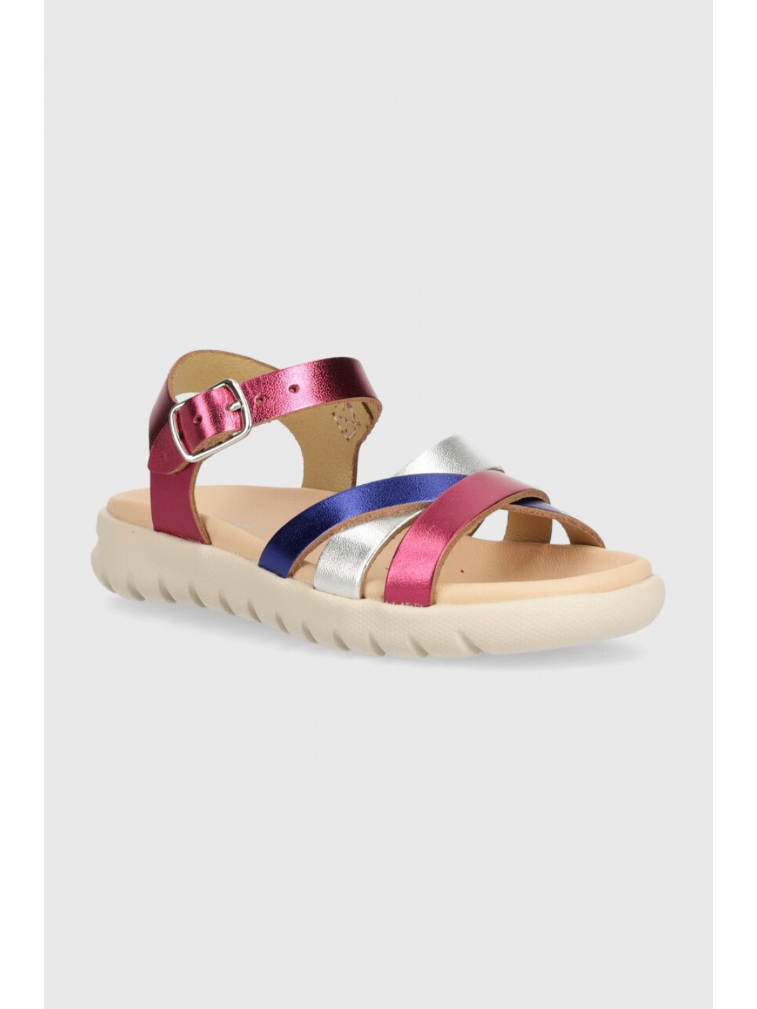 Dětské kožené sandály Geox SANDAL SOLEIMA fialová barva